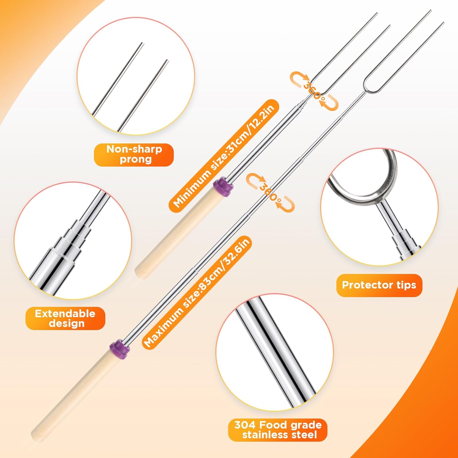 6 adet paslanmaz çelik telesko - Corn Dog Stick incelemesi ve fiyatı